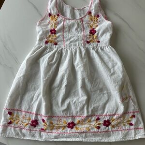 Floral Embroidered White Kids Dress